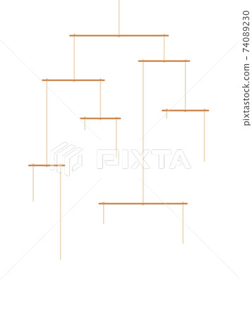 Mobile in balance and equilibrium without any objects - empty template for eight items to be attached. Isolated vector illustration on white background. Mobile in balance and equilibrium without any objects - empty template for eight items to be attached. Isolated vector illustration on white background. 74089230