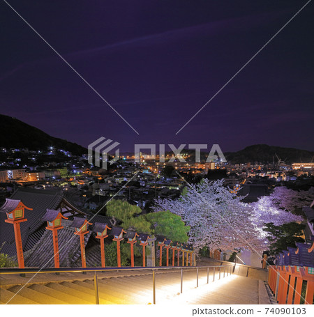 Onomichi Saikokuji night cherry blossom night view Onomichi Saikokuji night cherry blossom night view 74090103
