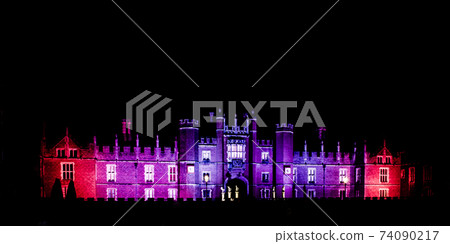 Illuminated Hampton Court Palace by night Illuminated Hampton Court Palace by night 74090217