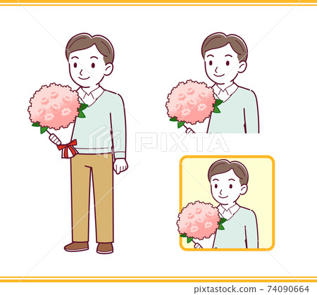 爸爸穿著藍色的衣服 74090664