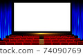 Stage curtain of blue curtains in theaters or cinemas 74090769