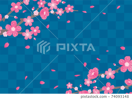 背景材料/櫻花和方格背景(春季/新年賀卡材料)/文本空間 背景材料/櫻花和方格背景(春季/新年賀卡材料)/文本空間 74093148