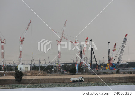 Construction site of large warehouse 74093336