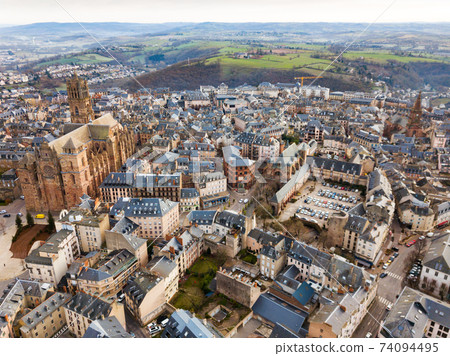 View from drone of Rodez, France 74094495