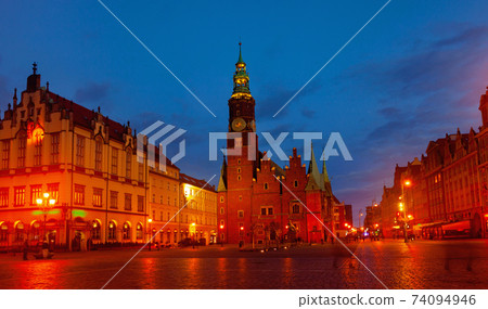 Night view of Wroclaw Old Town Hall, Poland Night view of Wroclaw Old Town Hall, Poland 74094946