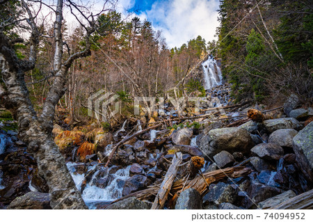 Cascada de Ratera in heart of forest in Lleida in Spain Cascada de Ratera in heart of forest in Lleida in Spain 74094952