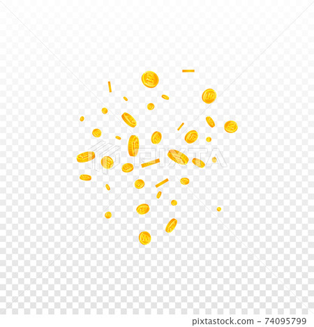 Korean won coins falling. Sightly scattered WON co Korean won coins falling. Sightly scattered WON co 74095799