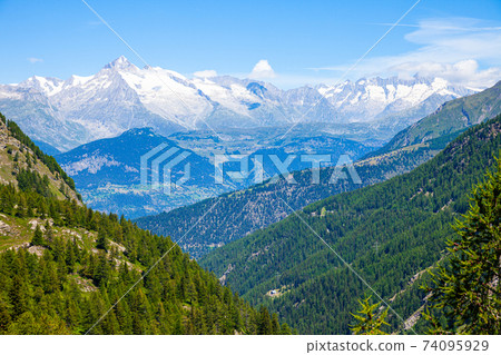Panoramic view on Simplon pass in Switzerland 74095929