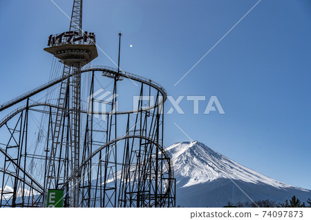 Fuji-Q Highland and Mt. Fuji in Fujiyoshida City, Yamanashi Prefecture 74097873