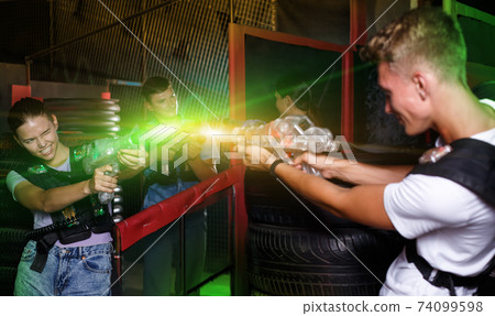 Nice girl took aim and having fun with friends 74099598