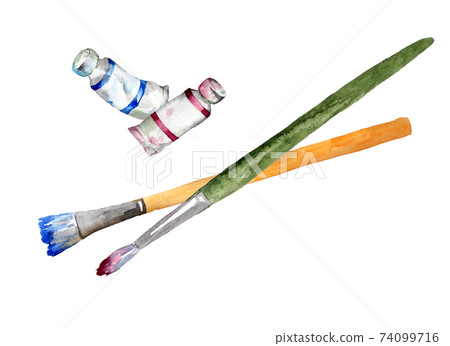Brush and paint watercolor illustration 74099716