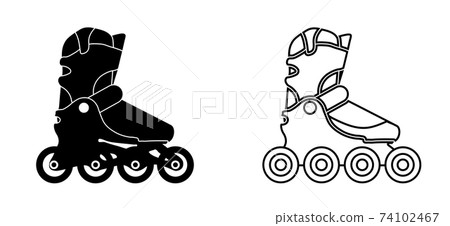 Roller skates icons in linear style. Black-white vector Roller skates icons in linear style. Black-white vector 74102467