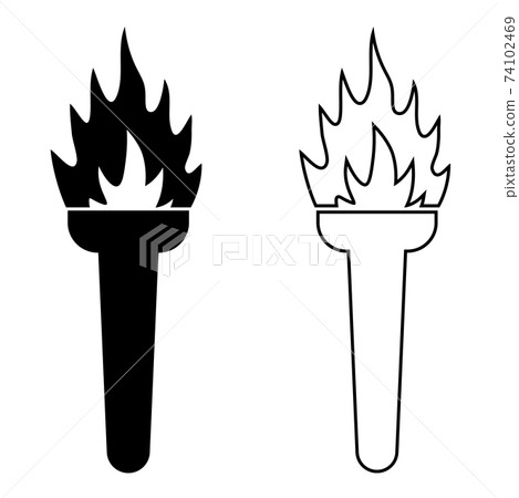 torch icon with a burning fire. Road lighting. Isolated vector on white background torch icon with a burning fire. Road lighting. Isolated vector on white background 74102469
