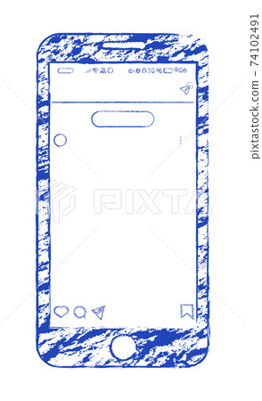 layout of the smartphone is carelessly drawn in ink. Post interface mobile application social network. Isolated vector on white background layout of the smartphone is carelessly drawn in ink. Post interface mobile application social network. Isolated vector on white background 74102491