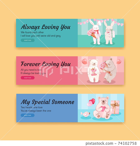 Banner template with loving you concept design for advertise and marketing watercolor vector illustration Banner template with loving you concept design for advertise and marketing watercolor vector illustration 74102758