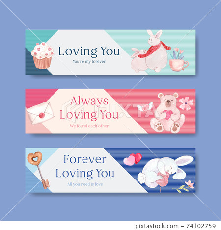 Banner template with loving you concept design for advertise and marketing watercolor vector illustration Banner template with loving you concept design for advertise and marketing watercolor vector illustration 74102759