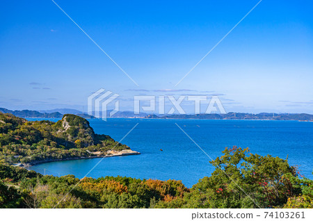 Kagawa prefecture, Teshima, sea, fine weather 74103261