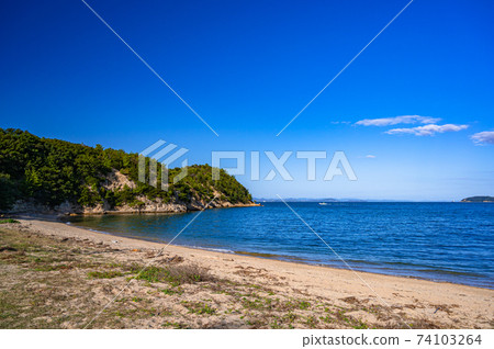 Kagawa prefecture, Teshima, sea, fine weather 74103264