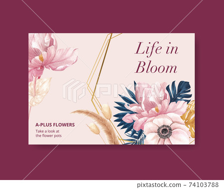 Facebook template with pampas floral watercolor vector illustration Facebook template with pampas floral watercolor vector illustration 74103788
