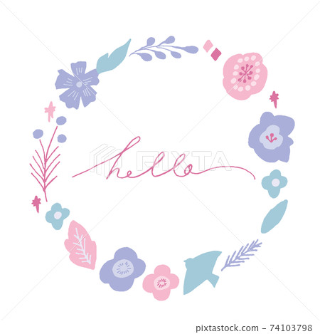 Scandinavian flower and vegetation wreath hand-drawn illustration Scandinavian flower and vegetation wreath hand-drawn illustration 74103798