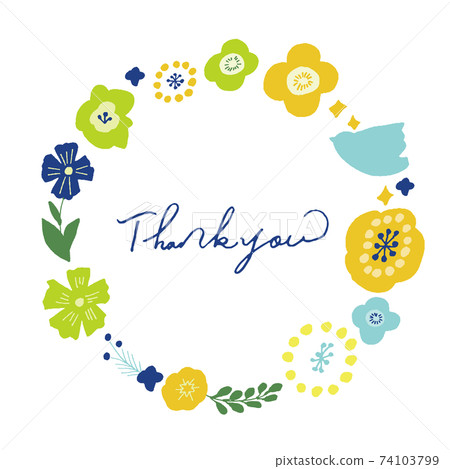 Scandinavian flower and vegetation wreath hand-drawn illustration 74103799