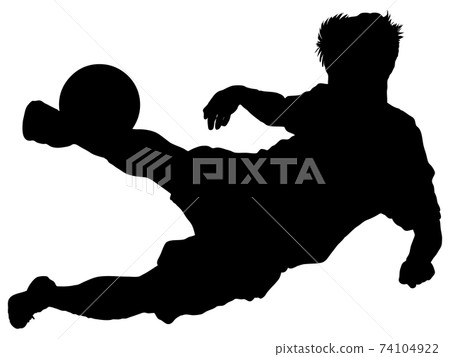 Silhouette of soccer player volley shooting 74104922