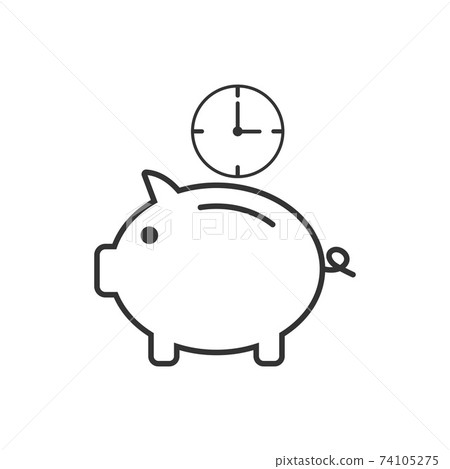 Money saving, time icon. Vector illustration, flat design. Money saving, time icon. Vector illustration, flat design. 74105275