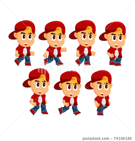 Boy Character with Hat Run Game Kits adventure design Sprite Boy Character with Hat Run Game Kits adventure design Sprite 74106180