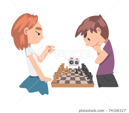 Cute Boy and Girl Playing Chess Game Together, Kids Chess Club, Tournament, Leisure Activity, Logic Game for Brain Development Concept Cartoon Style Vector Illustration Cute Boy and Girl Playing Chess Game Together, Kids Chess Club, Tournament, Leisure Activity, Logic Game for Brain Development Concept Cartoon Style Vector Illustration 74106327