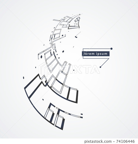 Line art abstract rounded shapes for concept design. Vector graphic illustration. Creative geometric wallpaper. Modern shape concept 74106446