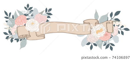 Ribbon material with a bouquet 74106897