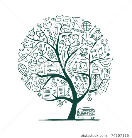 Back to School Concept. Art Tree for your design Back to School Concept. Art Tree for your design 74107116