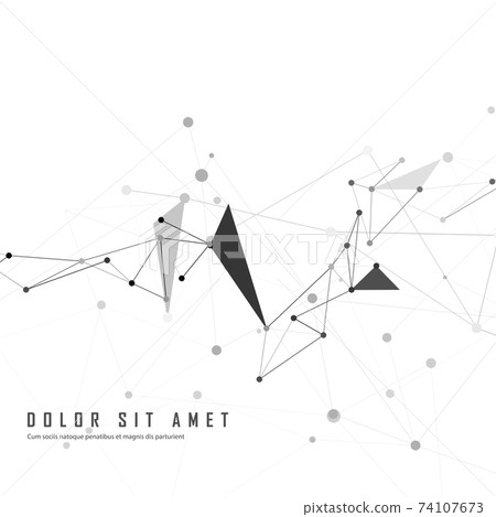 Vector connections with dots lines in black. Abstract gray bright technology background 74107673