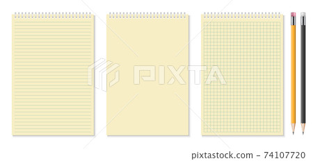 Set of realistic notebooks and pencil vector illustration 74107720