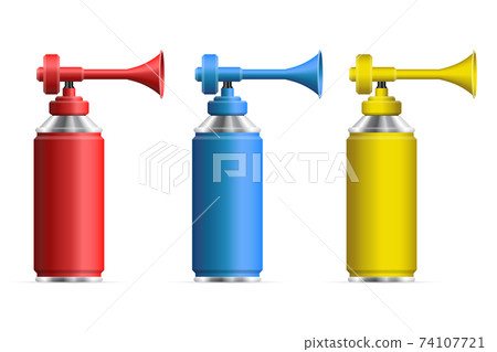 Set of realistic air horn vector illustration Set of realistic air horn vector illustration 74107721