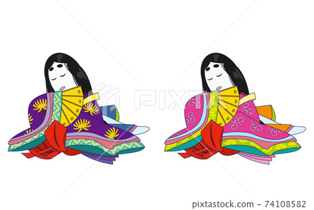 Lady-in-waiting woman in the Heian period wearing Junihitoe 74108582