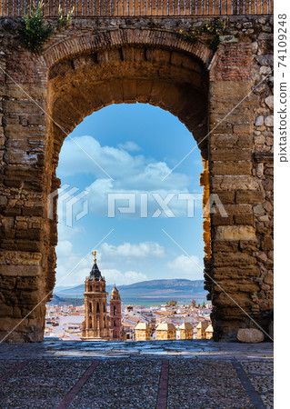San Sebastian church tower in Antequera, Malaga Province, Andalusia, Spain San Sebastian church tower in Antequera, Malaga Province, Andalusia, Spain 74109248