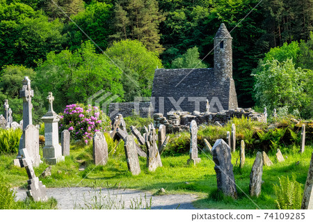 Glendalough is a village with a monastery in County Wicklow, Ireland. Glendalough is a village with a monastery in County Wicklow, Ireland. 74109285