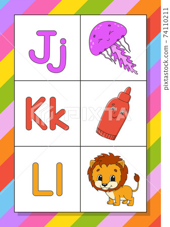 English alphabet with cartoon characters. Flash... - Stock Illustration  [74110211] - PIXTA