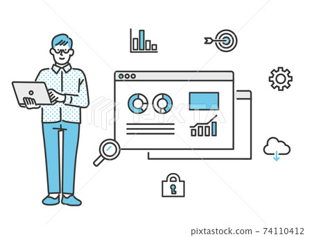 Image illustration material of man to analyze 74110412