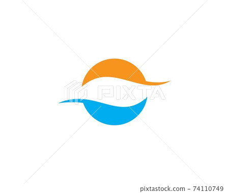 Water wave and sun Logo Water wave and sun Logo 74110749