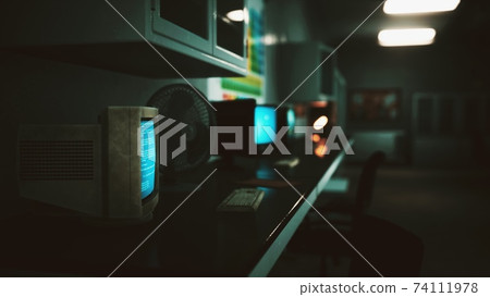 old dark vintage computing laboratory 74111978