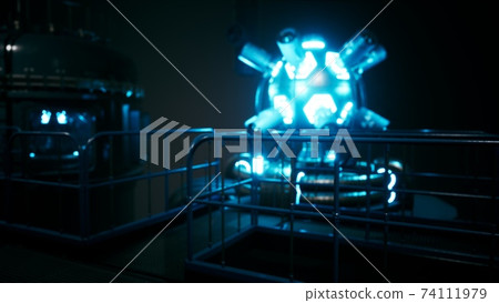 futuristic cyberpunk power plant thermonuclear or nuclear reactor 74111979
