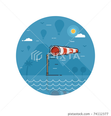 Wind Sock Seaside Icon in Line Art 74112377