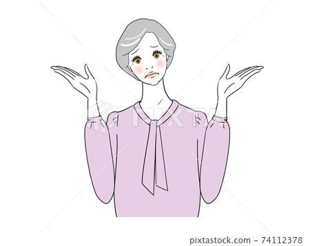 Hand sign BAD senior woman 74112378