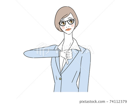 Hand sign BAD glasses office woman 74112379