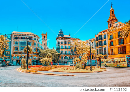 Square, Plaza of the Queen  (Placa de la Reina) in historical pa 74113592