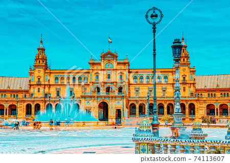 Square of the Spain is a square in the Maria Luisa Park, in Sevi 74113607