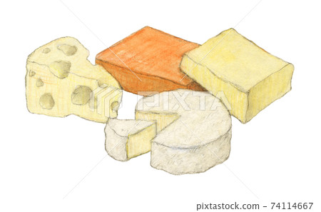 Natural cheese hand-painted watercolor pencil drawing 74114667