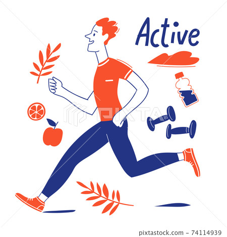 Active lifestyle motivational vector design with running man 74114939
